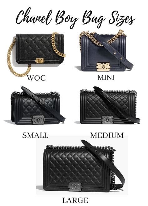 chanel led boy bag sizes